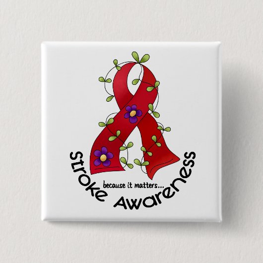 Stroke FLOWER RIBBON 1 Vierkante Button 5,1 Cm (Voorkant)