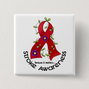 Stroke FLOWER RIBBON 1 Vierkante Button 5,1 Cm