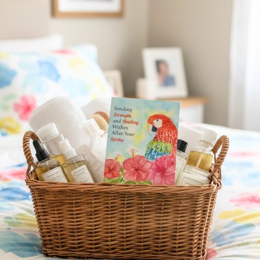 Stroke Healing Scarlet Macaws, Hibiscus Kaart