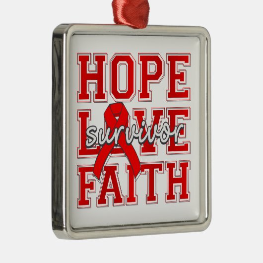 Stroke Hope Love Faith Survivor Metalen Ornament (Rechts)