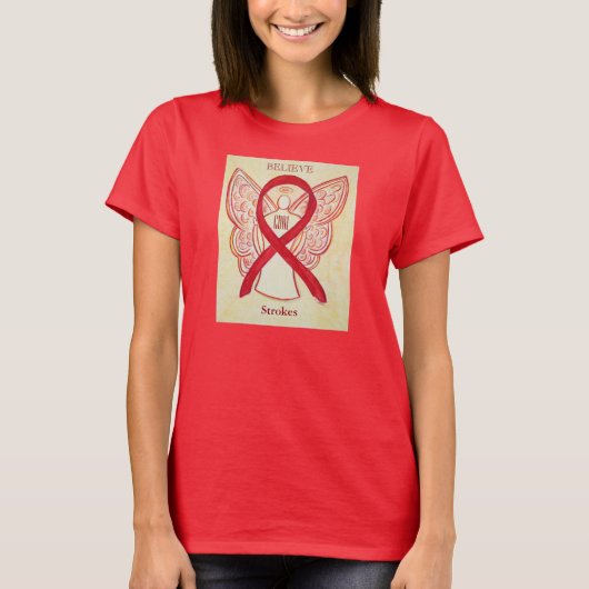 Stroke Red Awareness Ribbon Custom Shirt (Voorkant)