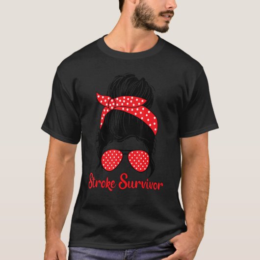 Stroke Survivor Awareness Red Ribbon Polka Dot Bra T-shirt (Voorkant)