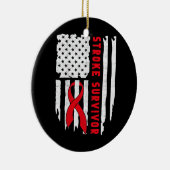 Stroke Survivor Awareness USA Flag Red Ribbon Keramisch Ornament (Rechts)
