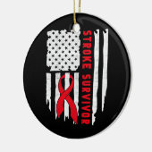 Stroke Survivor Awareness USA Flag Red Ribbon Keramisch Ornament (Links)