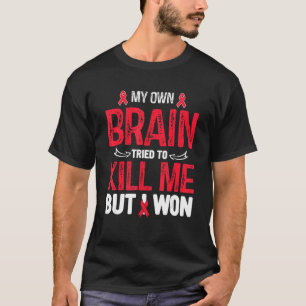 Stroke Survivor Mijn hersenen probeerden me rode r T-shirt