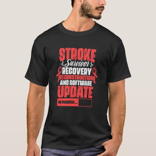 Stroke Survivor Recovery Red Ribbon Stroke Awarene T-shirt (Voorkant)