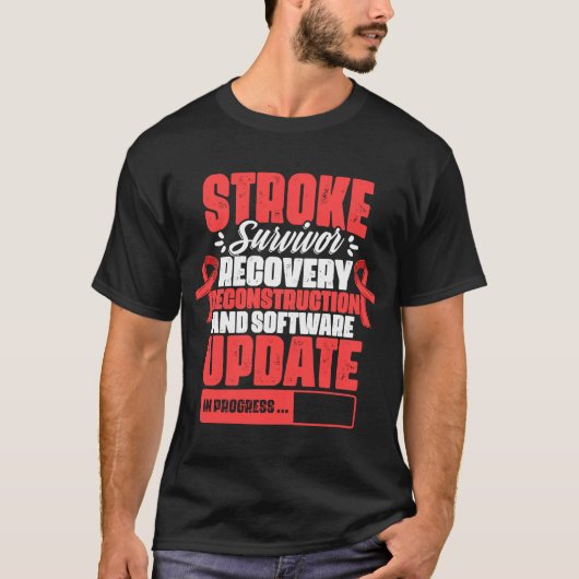 Stroke Survivor Recovery Red Ribbon Stroke Awarene T-shirt (Voorkant)