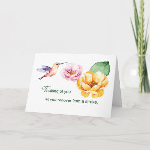 Stroke Thinking of You Flowers and Hummingbird Kaart