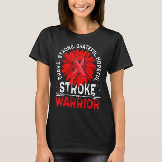 Stroke Warrior Stroke Awareness Survivor Red Ribbo T-shirt (Voorkant)