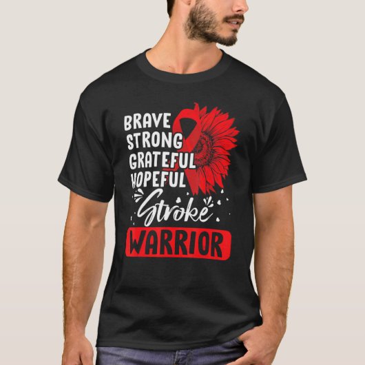 Stroke Warrior Stroke Survivor Red Awareness Ribb T-shirt (Voorkant)