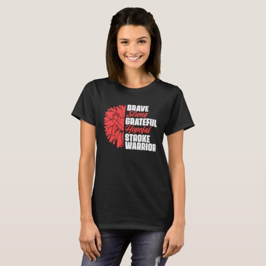 Stroke Warrior Stroke Survivor Red Ribbon Stroke A T-shirt (Voorkant volledig)