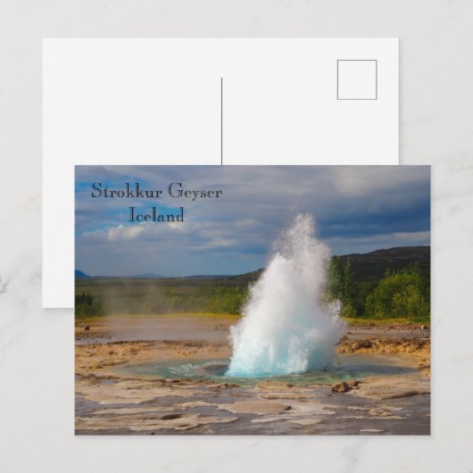 Strokkur Geyser, IJsland, Briefkaart (Voorkant / Achterkant)
