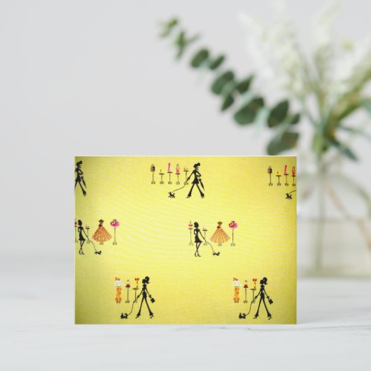 Strollen met de poochie briefkaart (Staand voorkant)