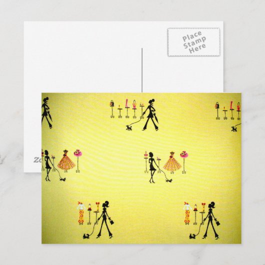 Strollen met de poochie briefkaart (Voorkant / Achterkant)