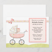 Stroller Baby shower Invitation Kaart (Voorkant / Achterkant)