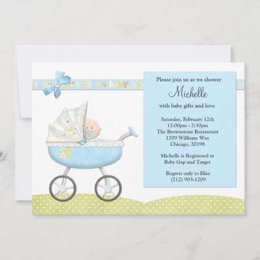 Stroller Baby shower Invitation Kaart (Voorkant)