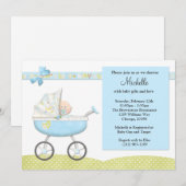 Stroller Baby shower Invitation Kaart (Voorkant / Achterkant)