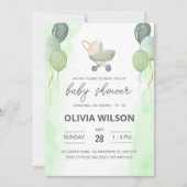 Stroller Baby shower Uitnodigen, Boho Genderneutra Kaart (Voorkant)