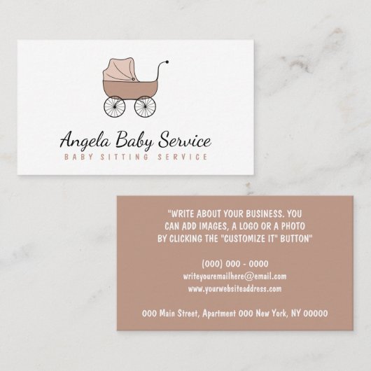 Stroller Baby sitter Daycare Nursery Visitekaartje (Voorkant / Achterkant)