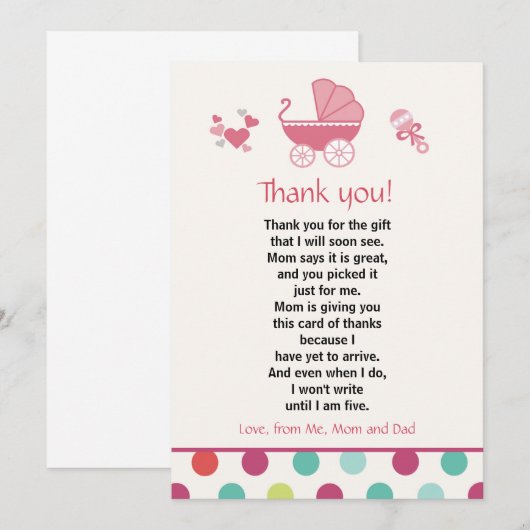 Stroller - Bedankt voor je kaartje, Babymeisje (Voorkant / Achterkant)