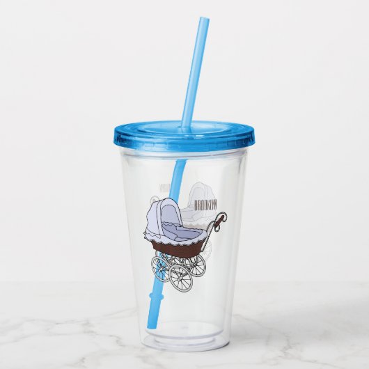 Stroller cartoon illustratie acryl drinkbeker (Achterkant)