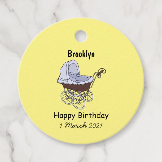 Stroller cartoon illustratie bedankjes labels (Voorkant)