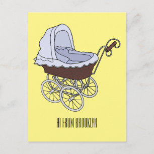 Stroller cartoon illustratie briefkaart