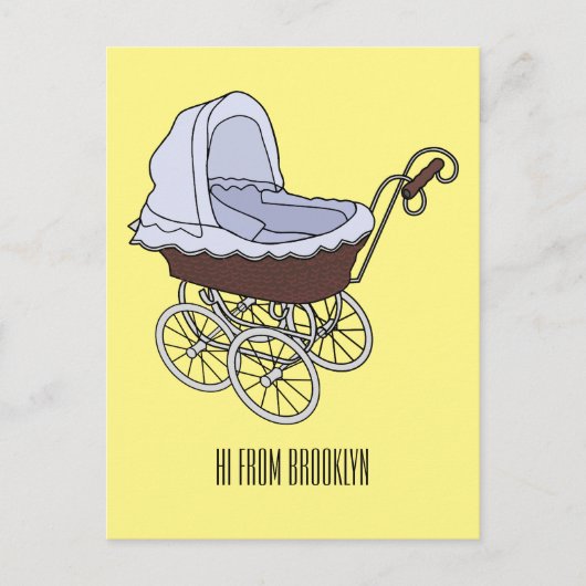 Stroller cartoon illustratie briefkaart (Voorkant)