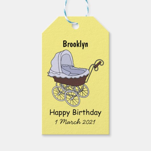 Stroller cartoon illustratie cadeaulabel (Voorkant)