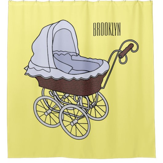 Stroller cartoon illustratie douchegordijn (Voorkant)