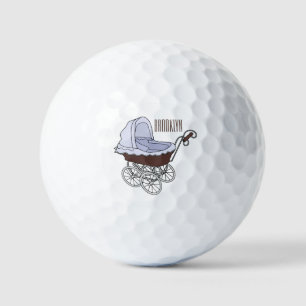 Stroller cartoon illustratie golfballen