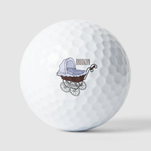Stroller cartoon illustratie golfballen (Voorkant)