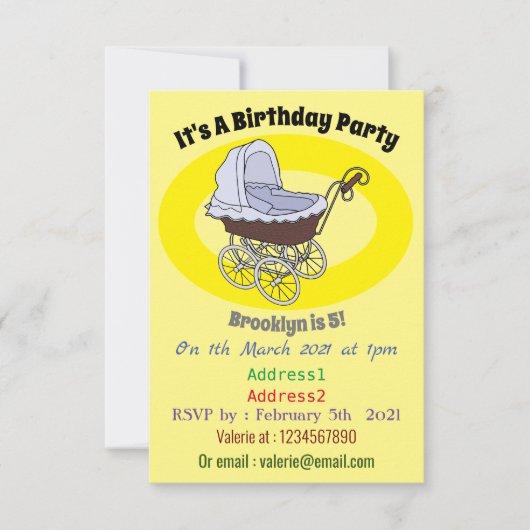 Stroller cartoon illustratie kaart (Voorkant)