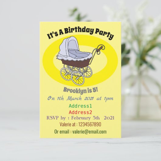 Stroller cartoon illustratie kaart (Staand voorkant)