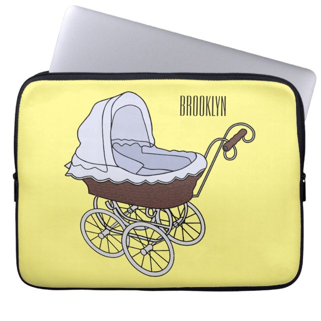 Stroller cartoon illustratie laptop sleeve (Voorkant)