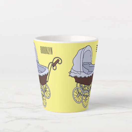 Stroller cartoon illustratie latte mok (Voorkant)