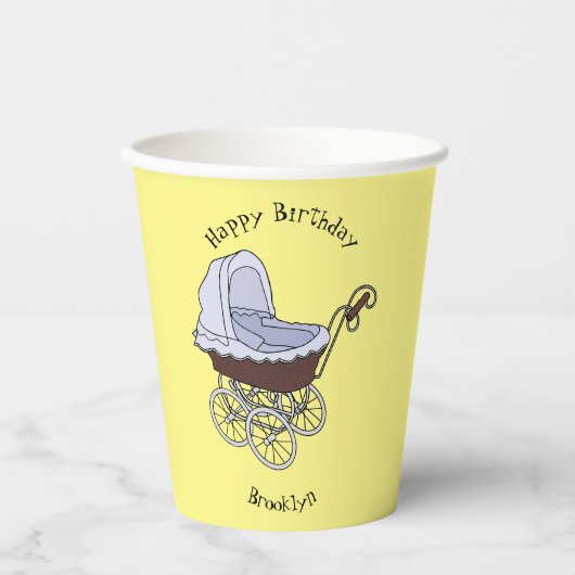 Stroller cartoon illustratie papieren bekers (Voorkant)
