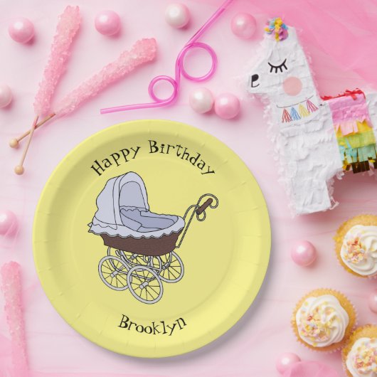 Stroller cartoon illustratie papieren bordje (Feest)