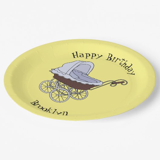 Stroller cartoon illustratie papieren bordje (Gekanteld)