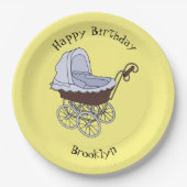 Stroller cartoon illustratie papieren bordje (Voorkant)