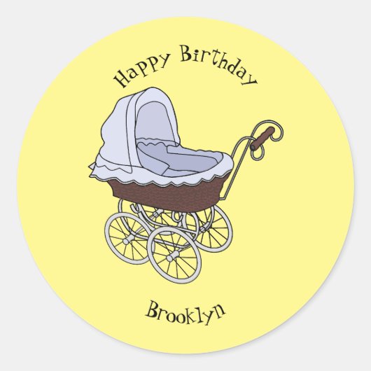 Stroller cartoon illustratie ronde sticker (Voorkant)