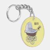 Stroller cartoon illustratie sleutelhanger (Voorkant Links)