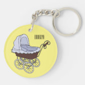 Stroller cartoon illustratie sleutelhanger (Achterkant)