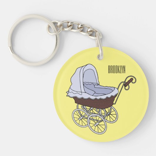 Stroller cartoon illustratie sleutelhanger (Voorkant)