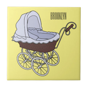 Stroller cartoon illustratie tegeltje