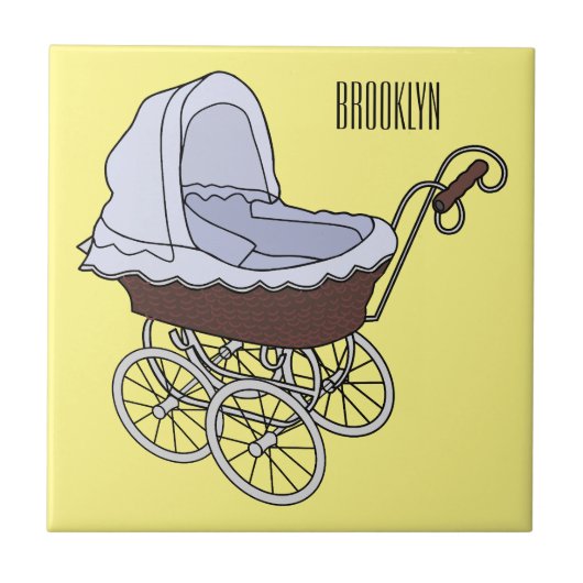 Stroller cartoon illustratie tegeltje (Voorkant)