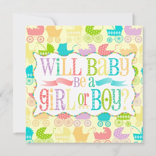 Stroller Chic Gender onthulling Baby shower Invita Kaart (Achterkant)