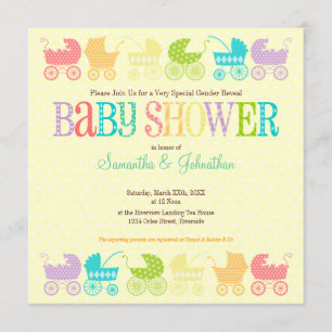 Stroller Chic Gender onthulling Baby shower Invita Kaart