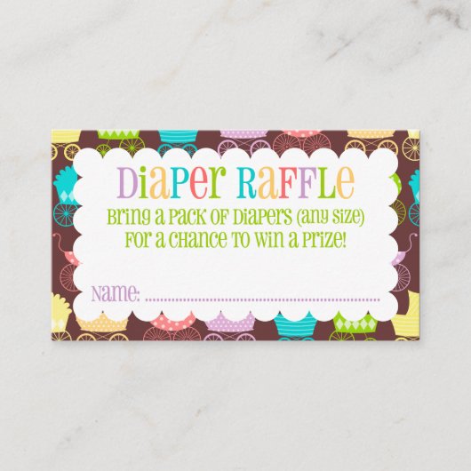 Stroller Chic Rainbow & Brown Luier Raffle Ticket Informatiekaartje (Voorkant)