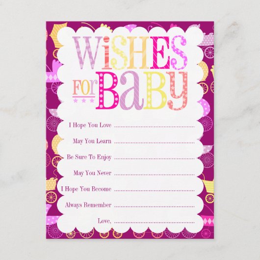 Stroller Chic "Wishes for Baby" (meisje) Advieskaart (Voorkant)